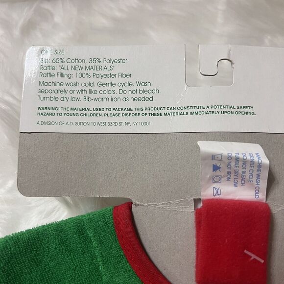 Baby Connection “Merry Christmas” Baby Feeder Bib w/ Wrist Rattle Santa RARE NWT - Picture 6 of 8